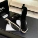 Chanel 26AW Square‑Toe CC Logo Chunky Heel Ankle Boots #B68477