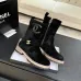 Chanel 26AW Square‑Toe CC Logo Chunky Heel Ankle Boots #B68477