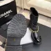 Chanel 26AW Square‑Toe Chain Chunky Heel Combat Boots #B68472