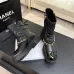 Chanel 26AW Square‑Toe Chain Chunky Heel Combat Boots #B68472