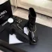 Chanel 26AW Square‑Toe Chain Chunky Heel Combat Boots #B68472