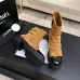 Chanel 26AW Square‑Toe Chain Chunky Heel Combat Boots #B68473