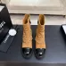 Chanel 26AW Square‑Toe Chain Chunky Heel Combat Boots #B68473