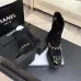 Chanel 26AW Square‑Toe Chain Chunky Heel Combat Boots #B68474