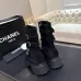Chanel 26AW Square‑Toe Chain Chunky Heel Combat Boots #B68474
