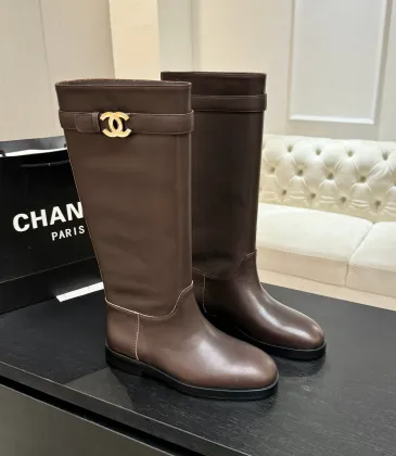 Chanel 26B CC Buckle Knee‑High Rider Boots 2.5cm Heel #B68465