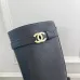 Chanel CC Metal Buckle Flat Knee‑High Rider Boots #B68460