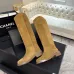 Chanel Classic Double‑C Suede Calfskin Knee‑High Riding Boots #B68366