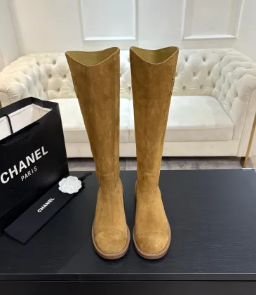 Chanel Classic Double‑C Suede Calfskin Knee‑High Riding Boots #B68366