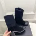 Chanel Double C Colorblock Sock Ankle Boots 7.5cm Heel #B68347