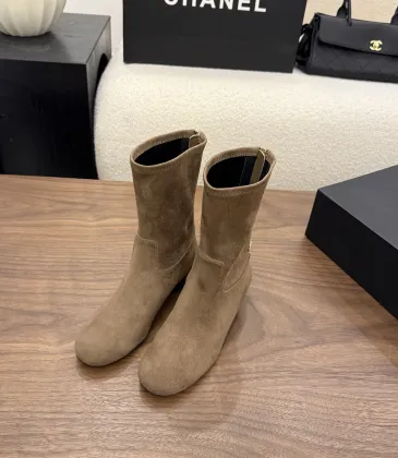 Chanel Stretch Suede Double‑C Side‑Zip Ankle Boots 5cm Heel #B68419