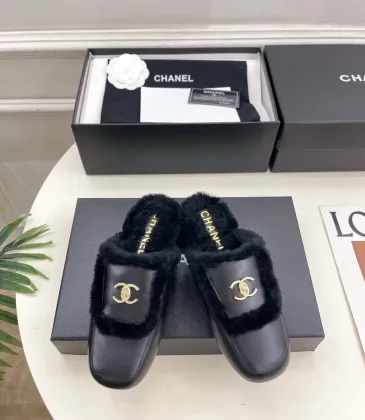 Chanel Double C Turnlock Shearling Lined Mule Slippers #B68356