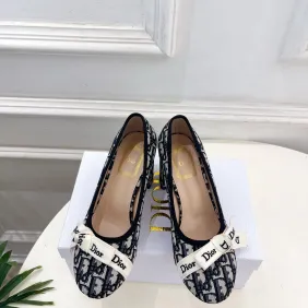 Dior J'ADIOR Bow Ribbon Tweed Block‑Heel Pumps 7.5cm Heel #B68392