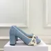 Dior J'ADIOR Bow Ribbon Tweed Block‑Heel Pumps 7.5cm Heel #B68393