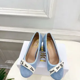 Dior J'ADIOR Bow Ribbon Tweed Block‑Heel Pumps 7.5cm Heel #B68393