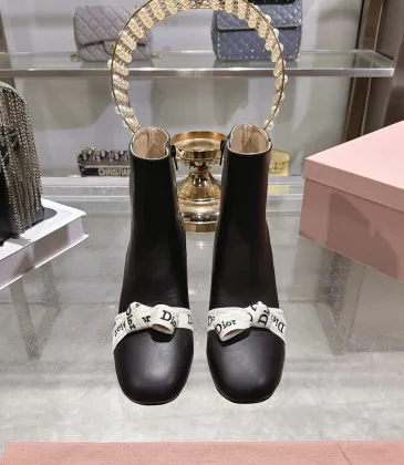 Dior J'ADIOR CD Logo Bow Chunky Heel Ankle Boots 8cm Heel #B68375 Dior J'ADIOR CD Logo Bow Chunky Heel Ankle Boots 8cm Heel #B68375