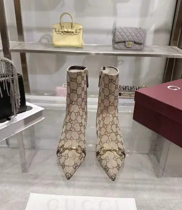 Gucci GG Metal‑Buckle Pointed‑Toe Stiletto Ankle Boots 5.5cm Heel #B68428