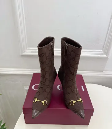 Gucci GG Monogram Pointed‑Toe High‑Heel Ankle Boots 8.5cm Heel #B68359