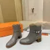 Hermès Leather Kelly Buckle Block‑Heel Ankle Boots 6cm Heel #B68415