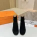 Hermès Suede Metal‑Lock Block‑Heel Ankle Boots 6cm Heel #B68410