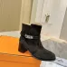 Hermès Suede Metal‑Lock Block‑Heel Ankle Boots 6cm Heel #B68411