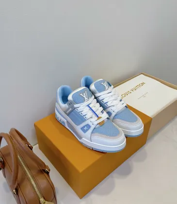 Louis Vuitton Light Blue White Couples Low Top Sneakers #A54336 Louis Vuitton Light Blue White Couples Low Top Sneakers #A54336