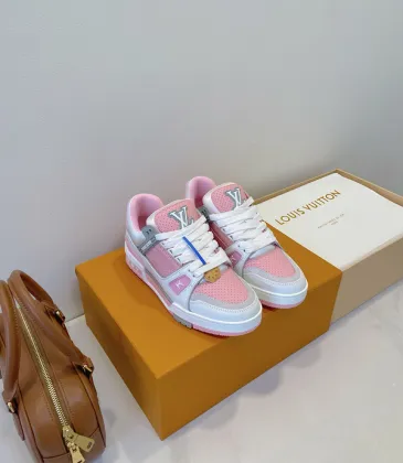 Louis Vuitton Pink and Gray Perforated Leather Sneakers #A54334 Louis Vuitton Pink and Gray Perforated Leather Sneakers #A54334
