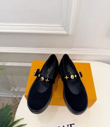 LV Metal Buckle Monogram Velvet Platform Mary Jane Shoes 4.5cm Heel #B68325