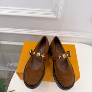 LV Metal Buckle Monogram Velvet Platform Mary Jane Shoes 4.5cm Heel #B68327