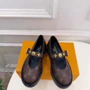 LV Metal Buckle Monogram Velvet Platform Mary Jane Shoes 4.5cm Heel #B68331