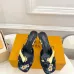 LV CUBE Metal Block Heel Silk Slide Sandals 6.5cm Heel #B68503