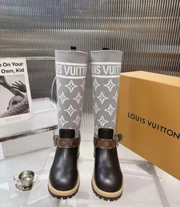 LV Monogram Knit Spliced Knee‑High Stretch Rider Boots #B68406
