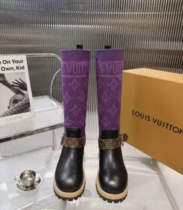 LV Monogram Knit Spliced Knee‑High Stretch Rider Boots #B68407
