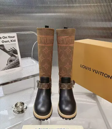 LV Monogram Knit Spliced Knee‑High Stretch Rider Boots #B68408