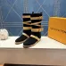 LV Suede Multi‑Buckle Mid‑Calf Rider Boots Flat Sole #B68448