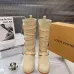 LV Vintage Multi‑Strap Suede Knee‑High Rider Boots Block Heel #B68402