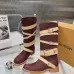 LV Vintage Multi‑Strap Suede Knee‑High Rider Boots Block Heel #B68403