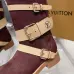 LV Vintage Multi‑Strap Suede Knee‑High Rider Boots Block Heel #B68403