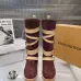 LV Vintage Multi‑Strap Suede Knee‑High Rider Boots Block Heel #B68403