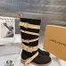 LV Vintage Multi‑Strap Suede Knee‑High Rider Boots Block Heel #B68404