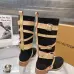 LV Vintage Multi‑Strap Suede Knee‑High Rider Boots Block Heel #B68404