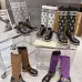 LV Vintage Multi‑Strap Suede Knee‑High Rider Boots Block Heel #B68404