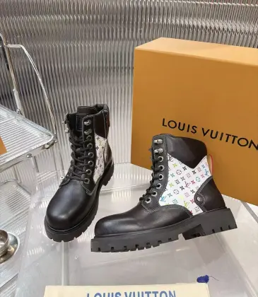 Louis Vuitton Unisex Colorful Monogram Patchwork Side‑Zip Combat Boots #B68343