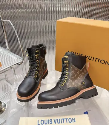 Louis Vuitton Unisex Monogram Patchwork Side‑Zip Combat Boots #B68333