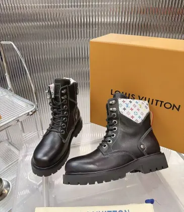 Louis Vuitton Unisex Monogram Patchwork Side‑Zip Combat Boots #B68334