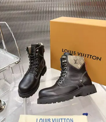 Louis Vuitton Unisex Monogram Patchwork Side‑Zip Combat Boots #B68335