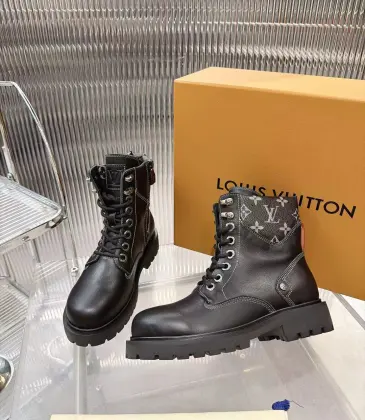 Louis Vuitton Unisex Monogram Patchwork Side‑Zip Combat Boots #B68336