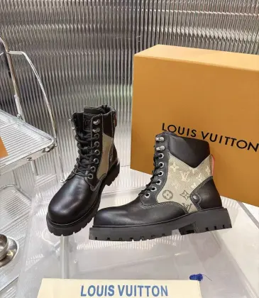Louis Vuitton Unisex Monogram Patchwork Side‑Zip Combat Boots #B68337