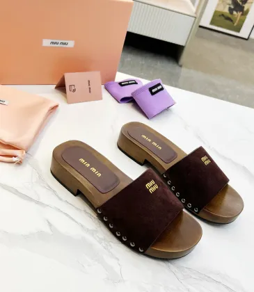 Miu Miu Shoes for women Suede Logo Slide Clogs #A48744 Miu Miu Shoes for women Suede Logo Slide Clogs #A48744