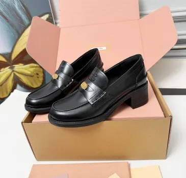 Miu Miu Women's Glossy Leather Chunky Heel Loafers #A66085 Miu Miu Women's Glossy Leather Chunky Heel Loafers #A66085